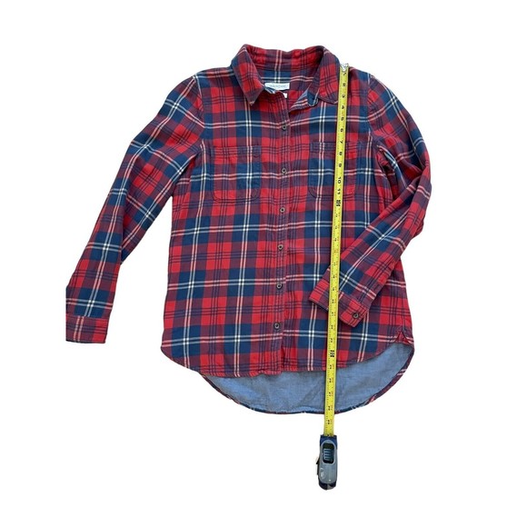 TREASURE AND BOND Red Flannel Button Up Long‎ Sleeve Top Size Medium - Picture 3 of 6
